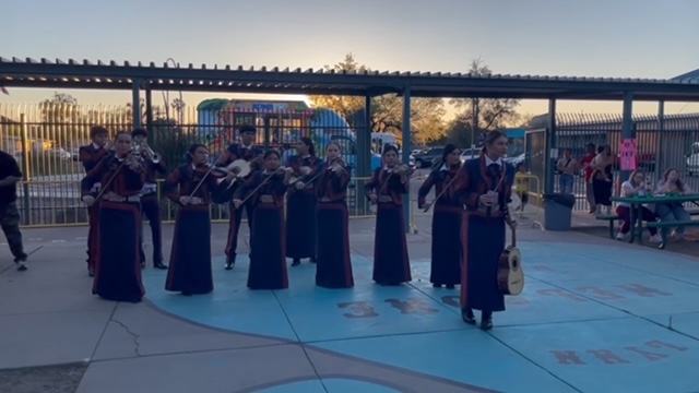 A mariachi group performs at the spring festival